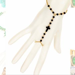NWOT Meghan LA Cross hand bracelet and ring